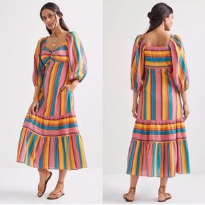 FARM Rio Rainbow Stripe Midi Dress Size XS